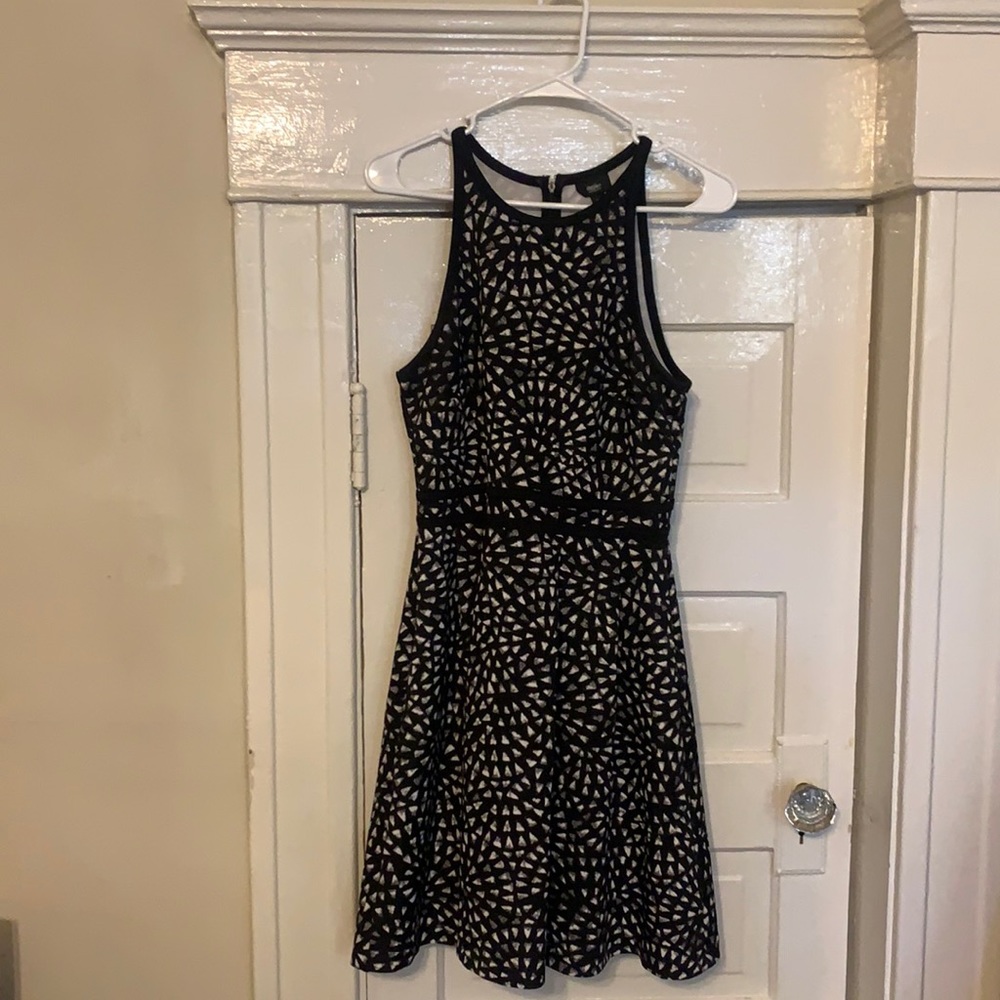 Black high-neck midi dress